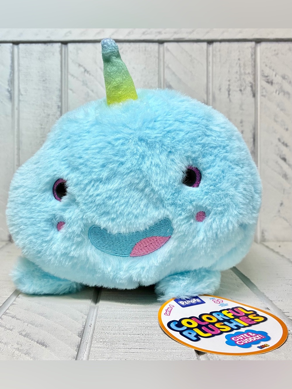 Ploofs Colorful Plushies Series 4 Cute & Cuddly! Narwhal Plush With Sequins 2023